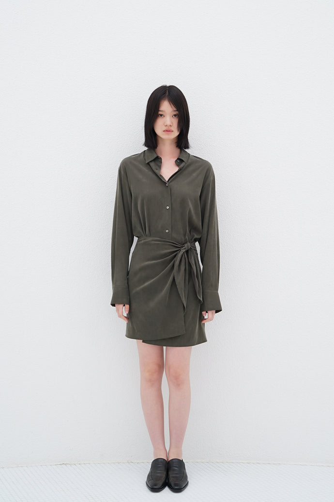 Wrap Shirt Dress D.Olive