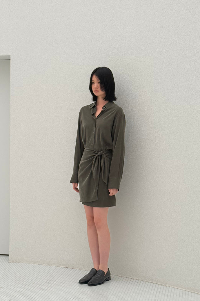Wrap Shirt Dress D.Olive