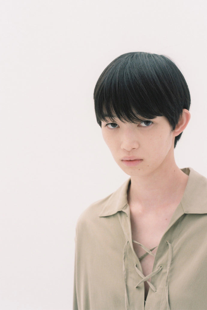 Lace-Up Cupra Shirt Beige