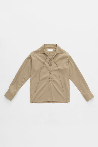 Lace-Up Cupra Shirt Beige