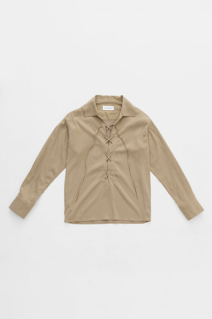 Lace-Up Cupra Shirt Beige