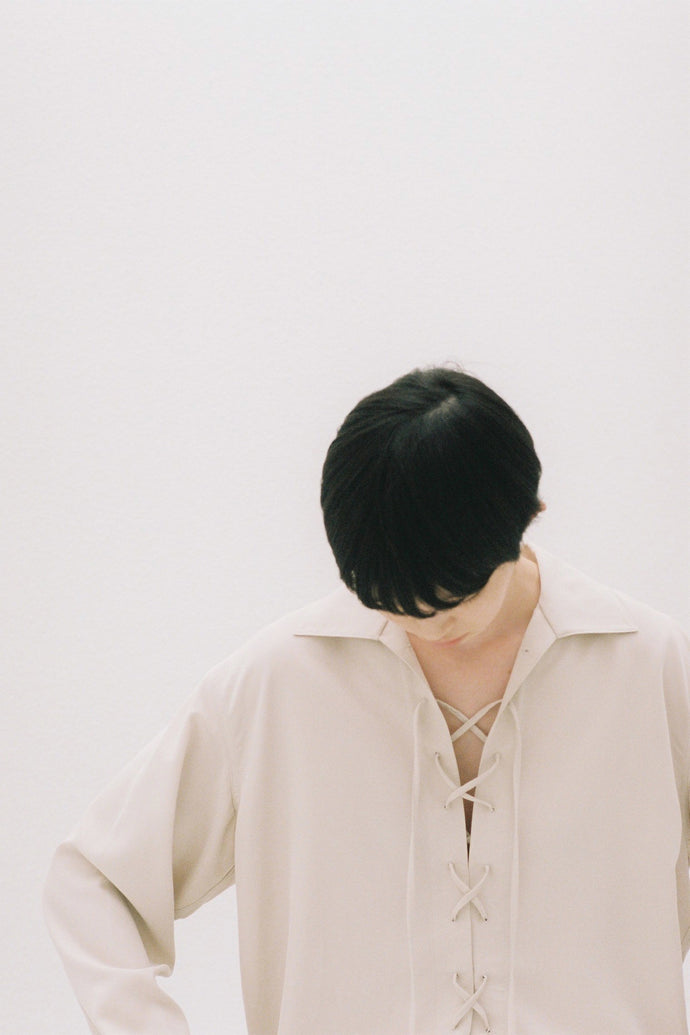 Lace-Up Viscose Shirt Ivory