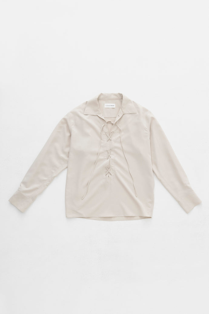 Lace-Up Viscose Shirt Ivory