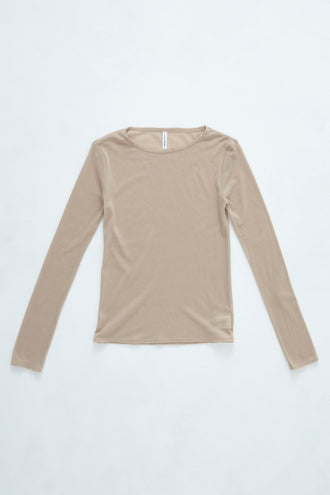 Cut-off long sleeve top Beige