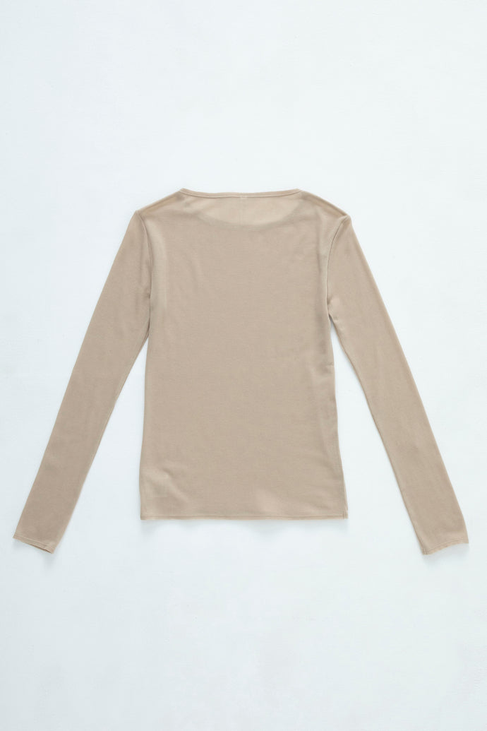 Cut-off long sleeve top Beige