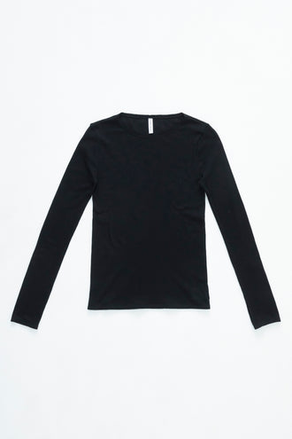 Cut-off long sleeve top Black