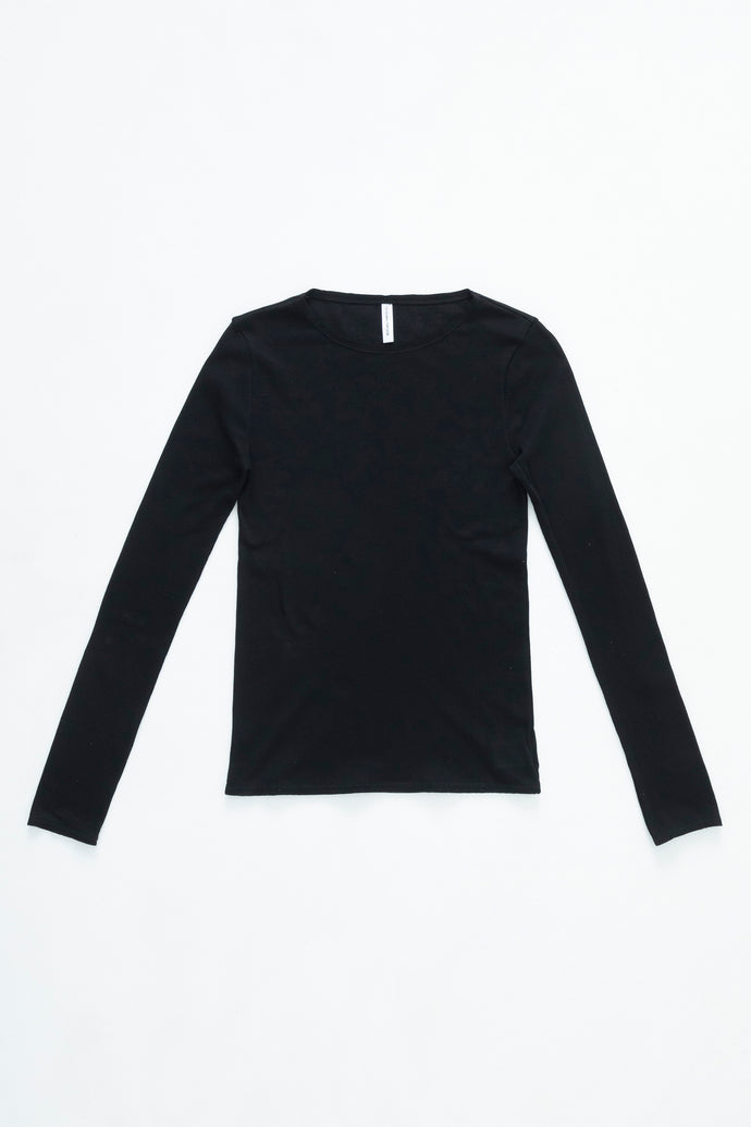 Cut-off long sleeve top Black