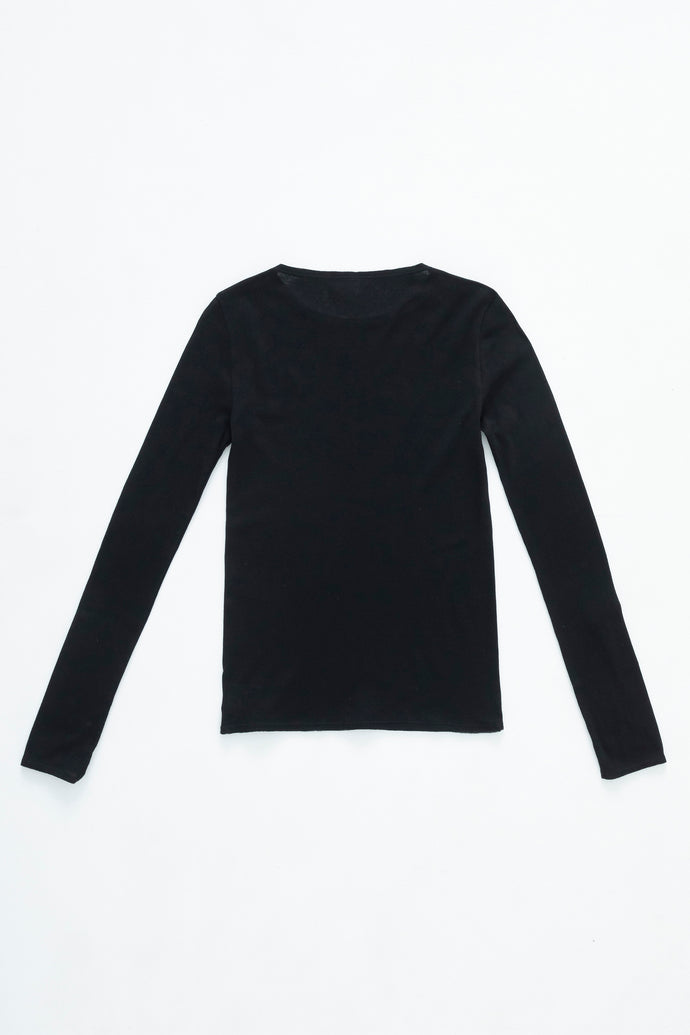Cut-off long sleeve top Black