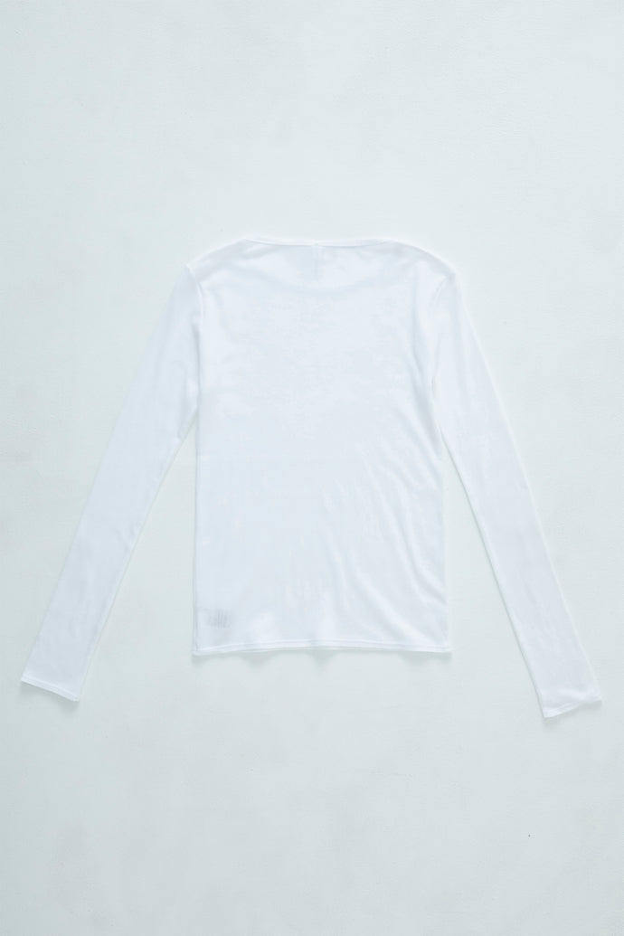 Cut-off long sleeve top White