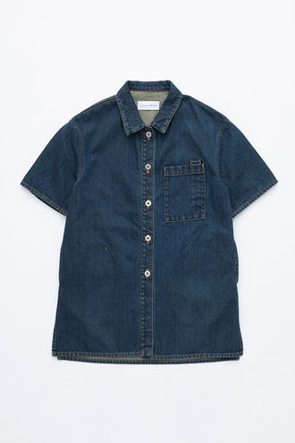 Short Sleeve Denim Jacket Solid 1wash