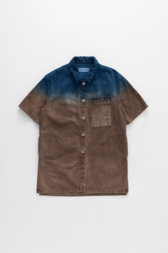 Short Sleeve Denim Jacket Indigo Brown
