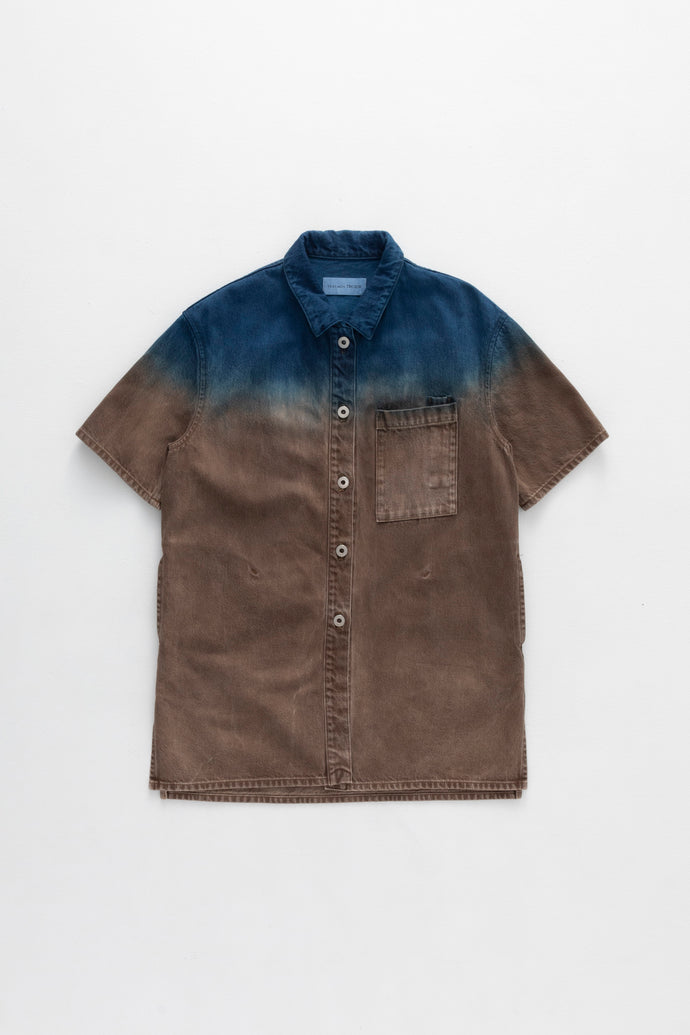 Short Sleeve Denim Jacket Indigo Brown