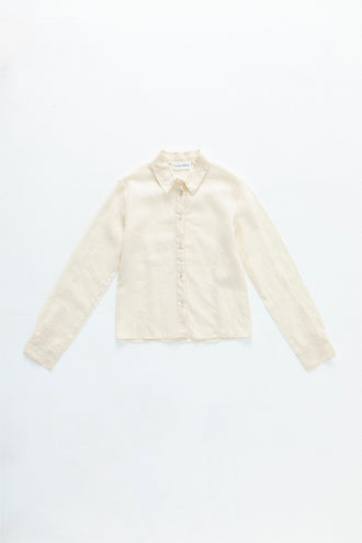 Cotton Lawn Sheer Shirt Beige