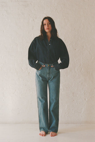 The Turquoise Denim Shirt Solid 1wash