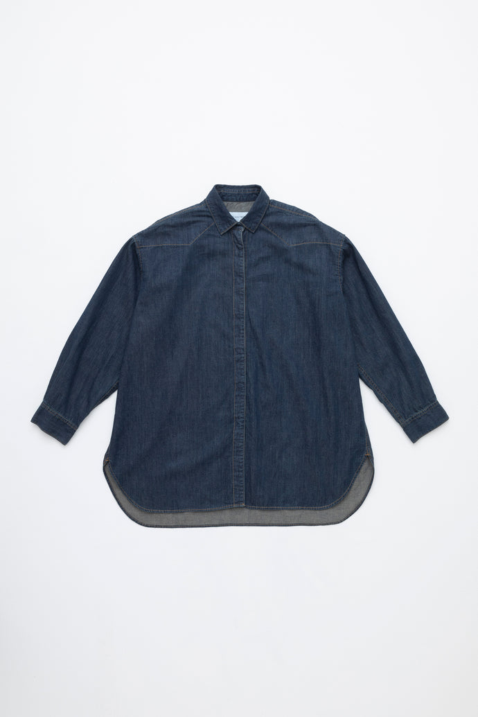 The Turquoise Oversized Denim Shirt Solid 1wash