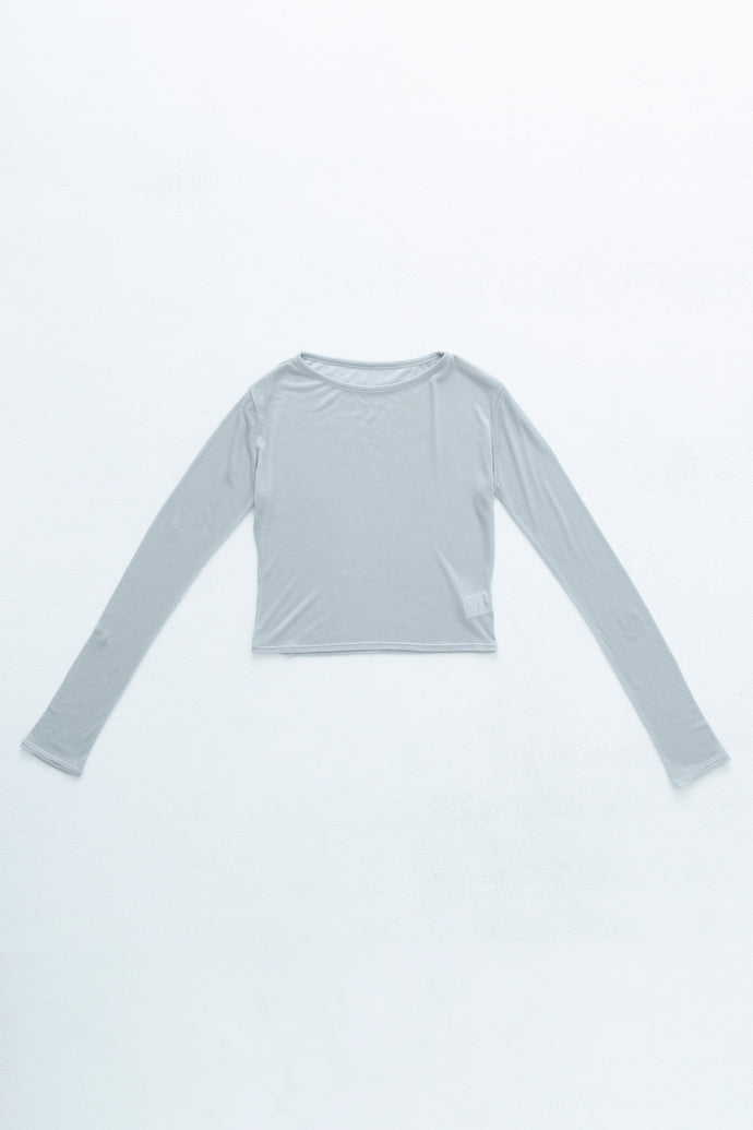 Crew Neck Cropped Top Cashmere-Blended L.Blue
