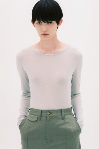 Crew Neck Top Cashmere-Blended L.Blue