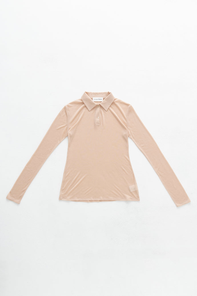 Long-Sleeve Polo Shirt Cashmere-Blended Pink