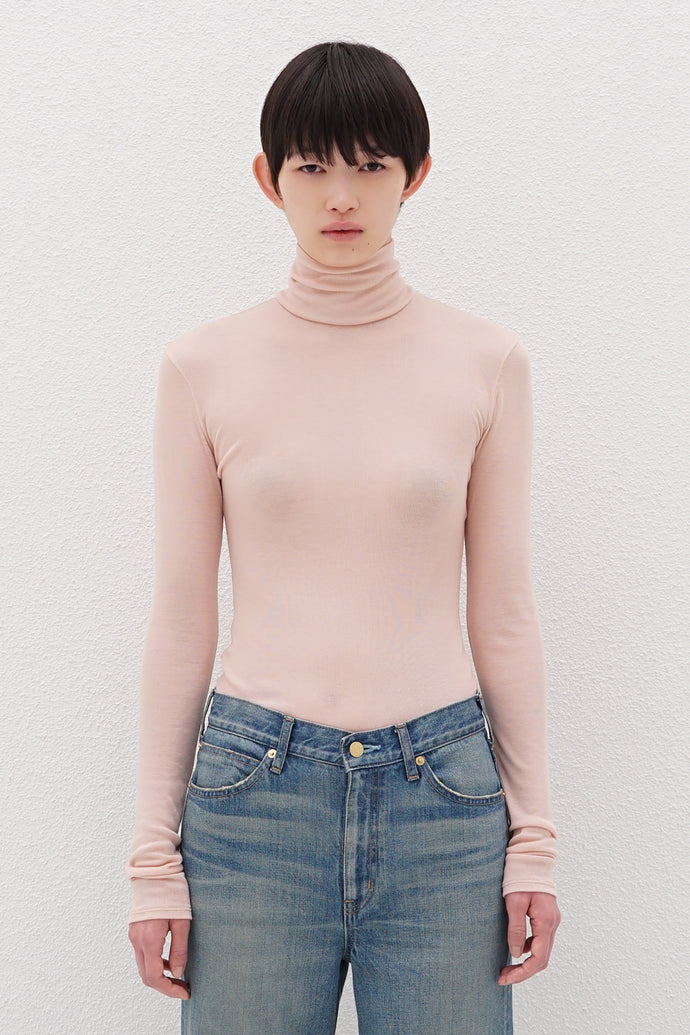 Turtleneck Top Cashmere-Blended Pink