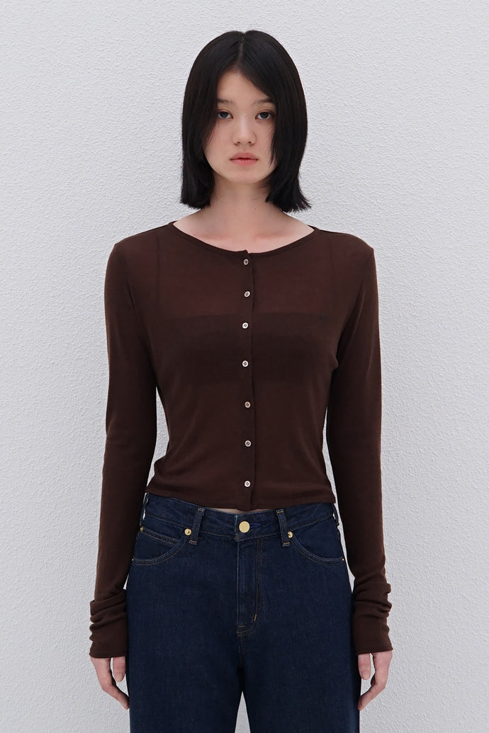 Cropped Cardigan Cashmere-Blended Brown