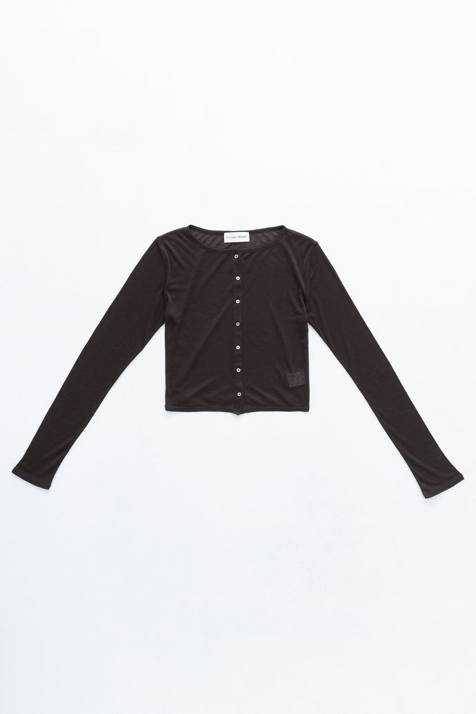 Cropped Cardigan Cashmere-Blended Brown