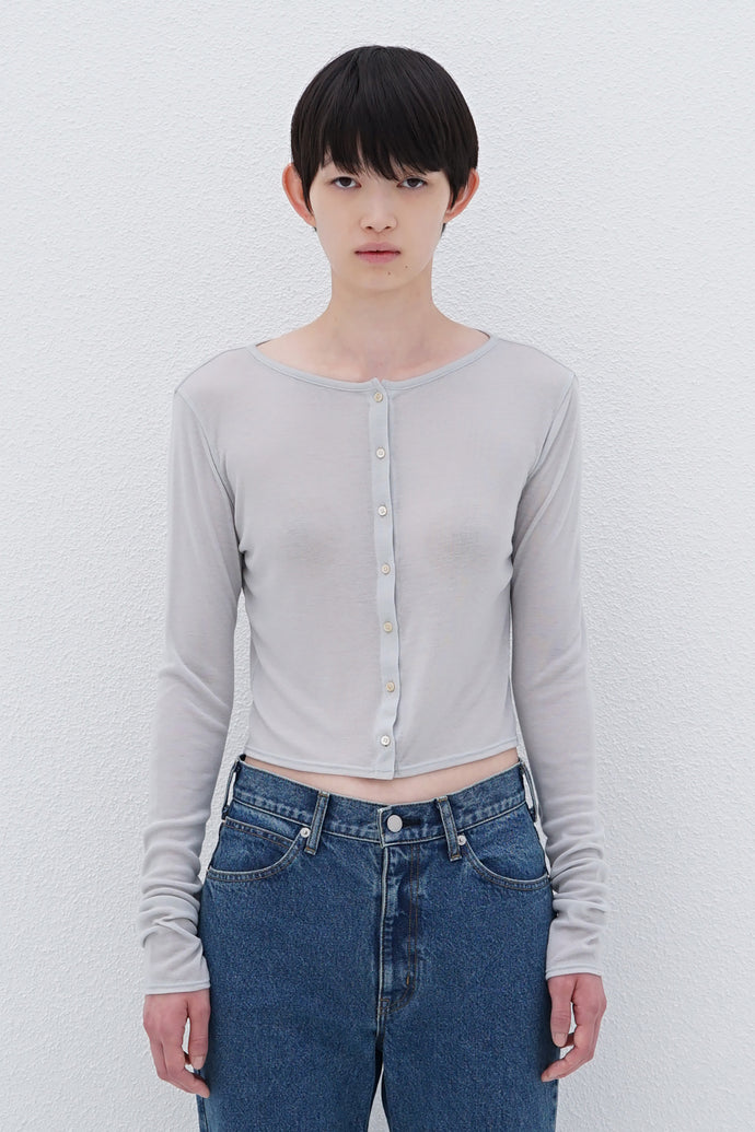 Cropped Cardigan Cashmere-Blended L.Blue
