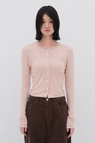 Cropped Cardigan Cashmere-Blended Pink