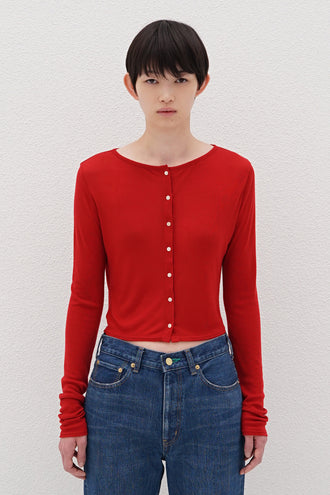 Cropped Cardigan Cashmere-Blended Red
