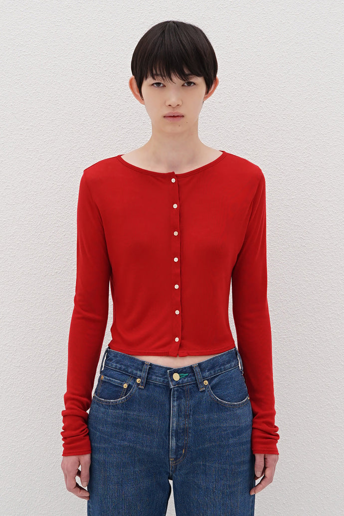 Cropped Cardigan Cashmere-Blended Red
