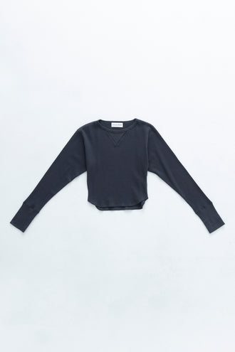 Waffle Cropped Top Charcoal