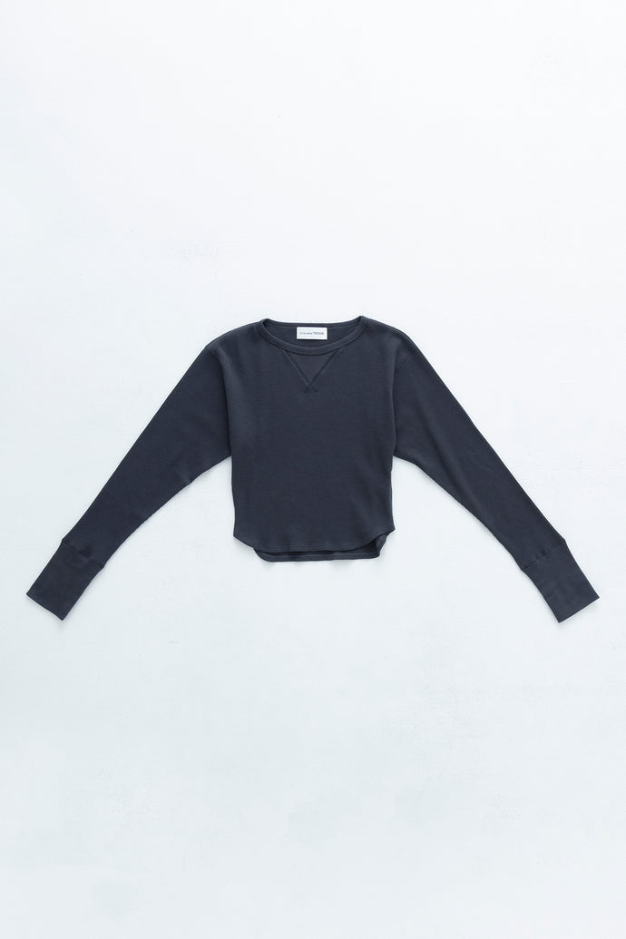 Waffle Cropped Top Charcoal