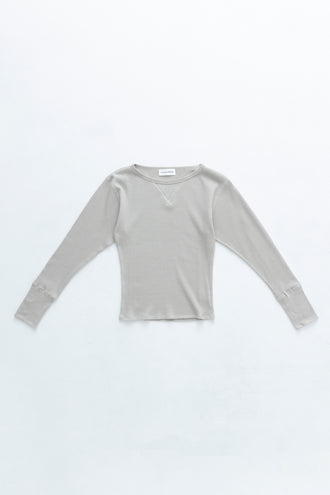 Waffle Long Sleeve Top Greige